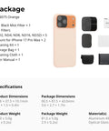 Magnetic Lens Filter Kit For iPhone 17 Pro Max With Base Mount Black Mist Diffusion Quarter Filter And ND2 ND4 ND8 ND16 ND32 Filters 6 Pack Orange Square Design Magnetic Quick Swap For Mobile Filmmaking And Social Content packaging with included items and specifications.