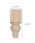 Solid Wood Furniture Legs Set 5.9 Inch Round Unfinished Sofa Feet For Bench And Coffee Table With Carved Surface, French Style Replacement Legs