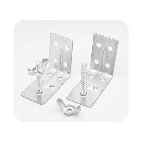 2 Pack Silver L Shaped Brackets With Wing Nuts For Roman Shades heavy duty metal mounting brackets with screws