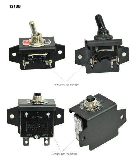 Tough As Nails Heavy Duty Panel Mount Bracket For Electrical Components Like Push Button Breaker Toggle Switch LED Indicator Fuse Holder And More 121BB Marine Grade Aluminum Black Anodized 5052, black bracket with toggle switch and breaker