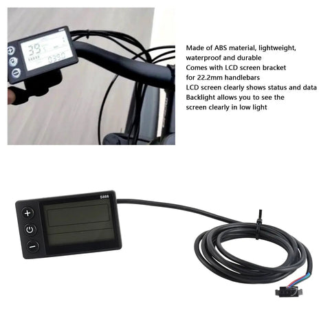 Electric LCD Display for E Bikes and Scooters 22.2mm handlebar fit supports 24V 36V and 48V systems IP65 rated ABS meter