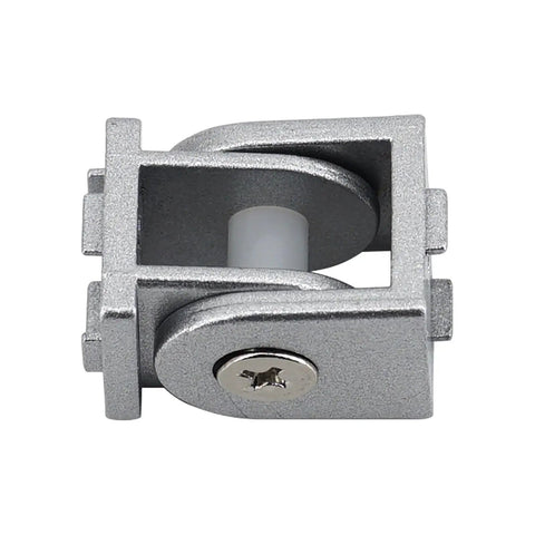 180 Degree Rotating Pivot Joints Set, 2020 Aluminum Zinc Alloy, Matte Gray Finish, 8 Pieces for Industrial Aluminum Frames, Smooth Burr Free Surface, High Corrosion and Wear Resistance, front view