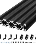 4 Pack 600mm 2020 Aluminum V Slot Extrusion Black 20x20 With Corner Bracket Kit For 3D Printer Rig European Standard Anodized Linear Rail Framing Accessories