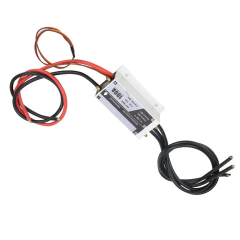 Water Cooled 100A Marine ESC For RC Boats, Lightweight, Compact, Aluminum Alloy, Black and Red Wires, Top View