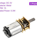 Dope 3V Micro DC Gear Motor With Metal Gearbox 1 To 298 Reduction, 15 RPM, 10mm Output Shaft, 3mm Drive Shaft, 0.3W Power
