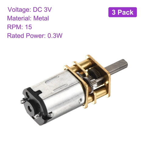 Dope 3V Micro DC Gear Motor With Metal Gearbox 1 To 298 Reduction, 15 RPM, 10mm Output Shaft, 3mm Drive Shaft, 0.3W Power