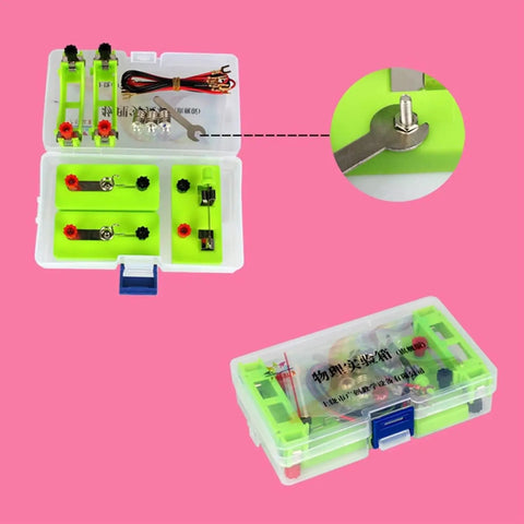 Hands-On Series And Parallel AA Battery Box Kit With Switch Wires And Light Bulb For Simple Circuits, Physics Experiments, STEM Classroom Lab, Safe Electricity Education For Kids And Students, plastic case