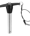 Heavy Duty Stainless Steel T Handle Locking Pin With Push Button Quick Release And Lanyard, Five Eighths Inch Pin Diameter