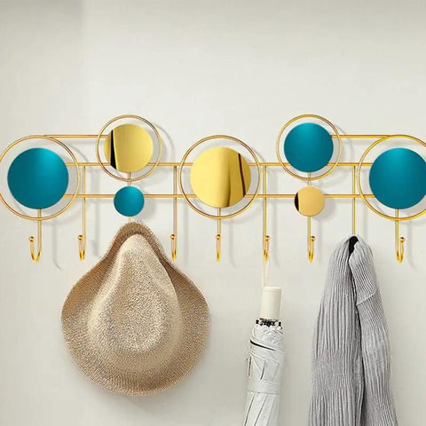 Built Different Wall Mounted Coat Hooks For Entryway, Nordic gold hooks with mirrors, holds hats and umbrellas, stylish decor.