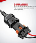 Heavy Duty 12V Fog Light Wiring Harness Kit With 5 Pin Rocker Switch, Relay, Blade Fuse, 16 AWG Wire, And Socket Connector visible