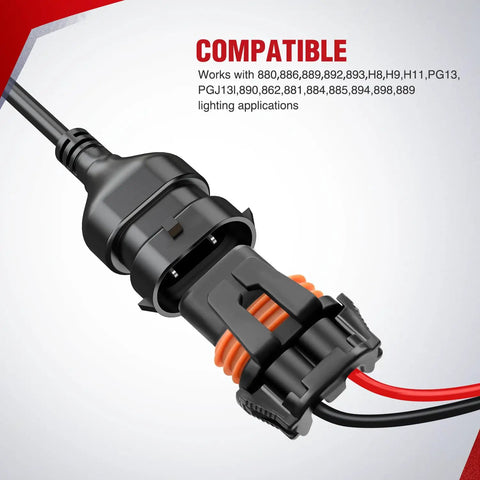 Heavy Duty 12V Fog Light Wiring Harness Kit With 5 Pin Rocker Switch, Relay, Blade Fuse, 16 AWG Wire, And Socket Connector visible