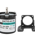Heavy Duty 14 Watt Ac Synchronous Motor With High Torsion Metal Gears And Pure Copper Coil For Smooth Central Shaft Bracket Automated Industry Use at 110rpms with mounting bracket.