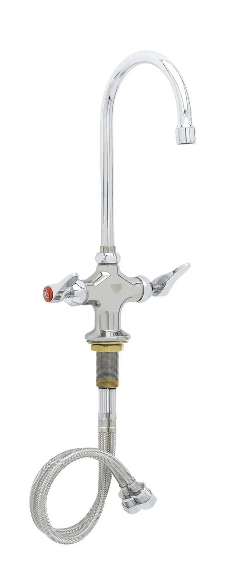 Double Pantry Faucet With Single Hole Deck Mount Swivel Or Rigid Gooseneck Stream Regulator Outlet Chrome Plated Brass Body