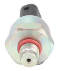 Brake fluid pressure sensor with metal hex flange, red seal, and black plastic connector