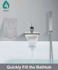 Wall Mount Bathtub Faucet Set With Waterfall Spout Tub Filler Handheld Sprayer Single Handle Brushed Nickel Finish
