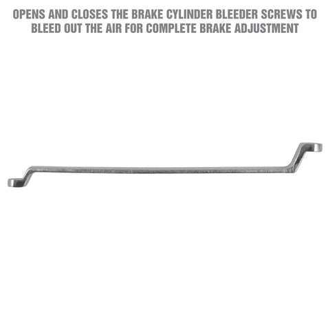 Dual Size Brake Bleeder Wrench for 8mm and 10mm Bleeder Screws, Heavy Duty S2 Steel, Offset Handle, No Slip Grip, full view.