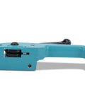Heavy Duty Strapping Tensioner Sealer And Cutter Kit For One Half To Three Quarters Inch Polyester Polypropylene Straps Lake Blue Manual Packing Tools Set Built Tough For Pro Grade Wrapping, lake blue tensioner side view