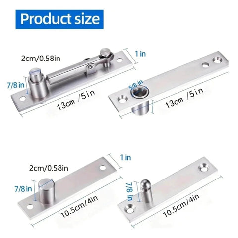 Product sizes of 360 Rotation Heavy Duty Pivot Hinge Set Stainless Steel Hidden Door Hardware For Secret Doors And Bookshelves In Bedroom And Living Room With Invisible Mounting By 2set shown
