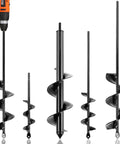 Auger Drill Bits For Planting Set Of 4 Spiral Garden Bulb Planter Tools displayed with hex drive drill.