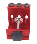 Heavy Duty Pocket Hole Jig Kit With Three Precision Drill Bits Adjustable Woodworking Guide top view of durable red anodized aluminum