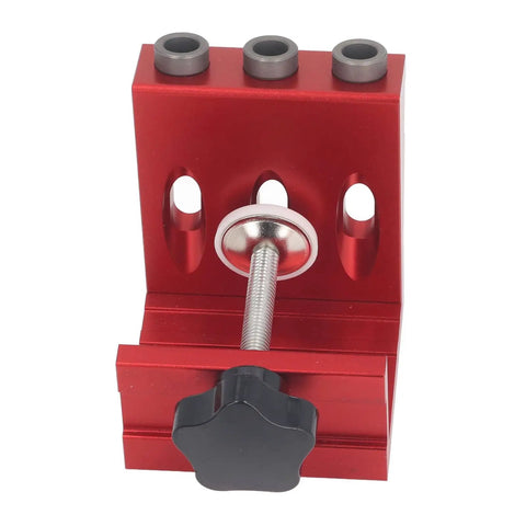 Heavy Duty Pocket Hole Jig Kit With Three Precision Drill Bits Adjustable Woodworking Guide top view of durable red anodized aluminum