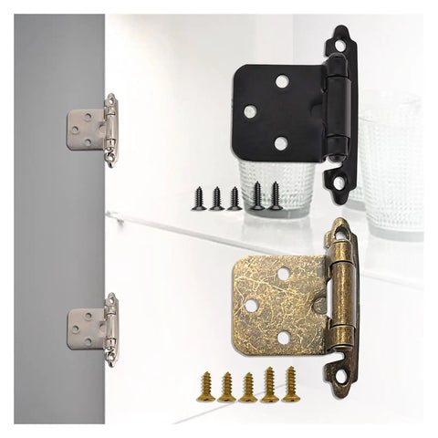 2Pcs American Self Closing Spring Hinge With Screws Overlay Flush Cabinet Hinges for Kitchen Cabinets and Furniture Hardware in Retro Green