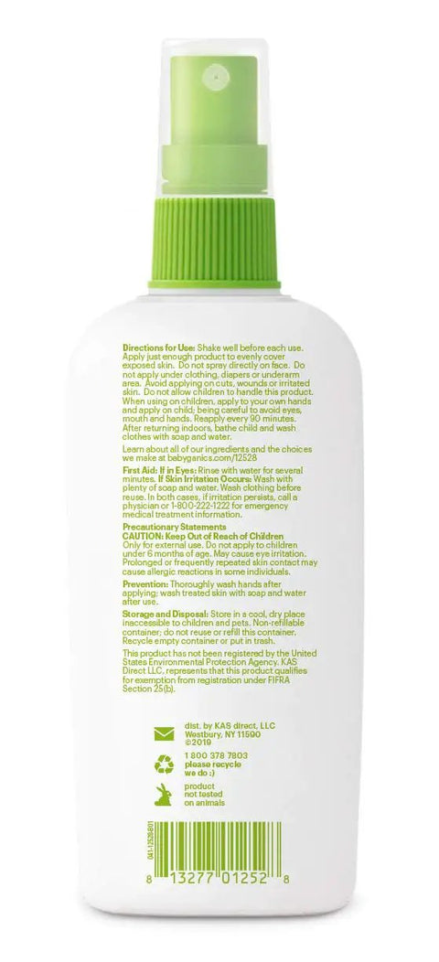 Back label of Kids And Baby SPF 50 Sunscreen Spray And Bug Spray Combo, Oxybenzone And Octinoxate Free, DEET Free, 6 Oz Each, 2 Pack