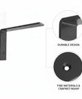 L-Shaped Cold Rolled Steel Wall Mount Bracket For Floating Desks And Shelves, Heavy Duty Closet Organizer, Black Finish, Easy Install