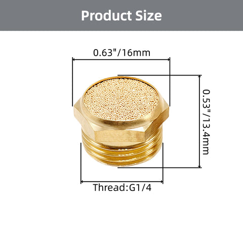 10 Pack Flat Type Brass Pneumatic Exhaust Muffler Silencer G1/4 For Air Compressor Valves And Cylinders, Sintered Bronze