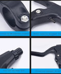 Close-up details of Aluminum MTB Brake Lever Set Front and Rear Disc Brakes for Mountain Bikes BMX and Folding Bikes Durable Alloy Lever.