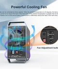 Cooling fan controls on No Sweat Dual Bay Raid Enclosure For 3.5 Inch Sata Hard Drives With Chill Cooling Fan.