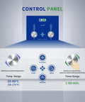 Control panel of Next Level Dual Frequency Ultrasonic Cleaner With 2 Liter Tank showing temperature and timer settings.