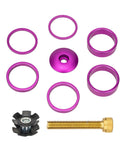 Dope Colorful Aluminum Headset Spacer Kit With Stem Top Cap And Long Bolts Star Nut And Front Fork Spacers in purple for bikes