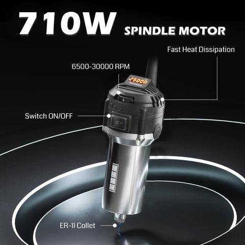 Genmitsu 3020-PRO Ultra CNC router spindle motor, 710W, all-metal body with ER-11 collet