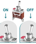 Beefy 12V DC 30A SPST toggle switch with on-off positions, copper contacts, waterproof boot cap for auto marine use