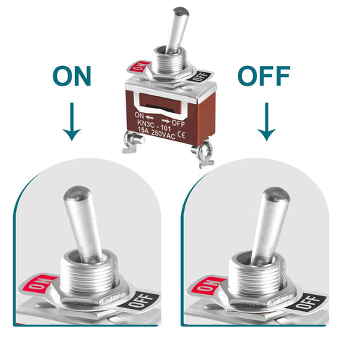 Beefy 12V DC 30A SPST toggle switch with on-off positions, copper contacts, waterproof boot cap for auto marine use