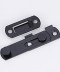 Gate Latch Door Hasp with Slot Design, 2pcs Stainless Steel Black, showing detailed components and mounting holes.