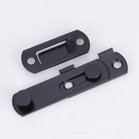 Gate Latch Door Hasp with Slot Design, 2pcs Stainless Steel Black, showing detailed components and mounting holes.