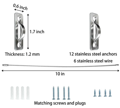 Heavy Duty Stainless Steel Anti Tip Furniture Anchors For Baby Proofing And Child Home Safety Rock Solid Earthquake Straps with wire and mounting screws.