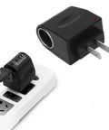 Dang Solid AC To DC Car Cigarette Lighter Adapter And Wall Plug Converter, compact black design with two prongs for easy connection.