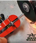 Tiny But Mighty 3 Inch Mini Handheld Vise With 1.25 Inch Jaws securing bolt during grinding