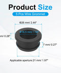 Set Of 5 Silicone Wire Grommets For 21mm Mounting Hole, 26mm Top Diameter, 3mm Thick, 16.5mm Inner Hole size diagram