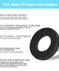 Visual features of Premium Nylon Flat Washers Set With 1200 Pcs In 9 Sizes M2 to M12 Black Fender Washers