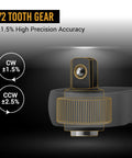 Close-up of the 72 tooth gear on the Half Inch Drive Digital Torque Wrench With LED Display And Audible Beep, 10 To 200 Nm.