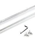 Guide Rail Connector Set For Track Saws Self Aligning Quick Connect Rails, 2 Piece Silver Pack with screws and wrench