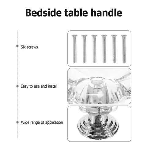 Hella Bright Acrylic Drawer Knobs 6 Pack Single Hole Cabinet Pulls Top Shelf Dresser Handles Top Tier Wardrobe Hardware Solid Kitchen And Closet Upgrades showing screws and handle detail.