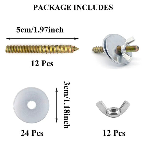 Premium Badass 12 Set Bird Cage Screw Kit With Rock Solid Wing Nuts And Washers For Mounting Perch Stands Feeders And Playgrounds Top Shelf galvanized carbon steel screws and washers.