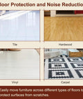 Furniture Sliders With Screws, 20 Pack Teflon Glides For Carpet, Tile And Hardwood Floors demonstrated on various floors