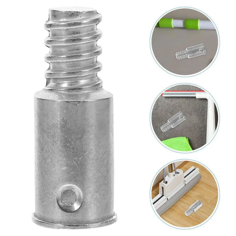 Awesome 2 Piece Aluminum Broom Tip Repair Kit With Threaded Rod Connectors For Fast Fix Of Broken Handles And Universal Stick Adapter Tools, silver aluminum