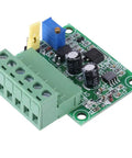 PWM To Voltage Converter Module For 0 To 10V Output showing green PCB with connectors, capacitors, trim potentiometer for CNC projects